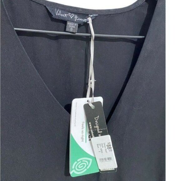 Velvet Heart Black V-Neck Flutter Sleeve Front Button Dress Size S - Picture 8 of 10